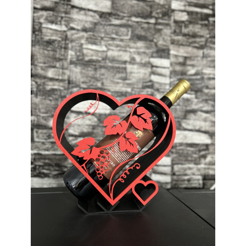 Suporte para garrafa de vinho em formato de coração